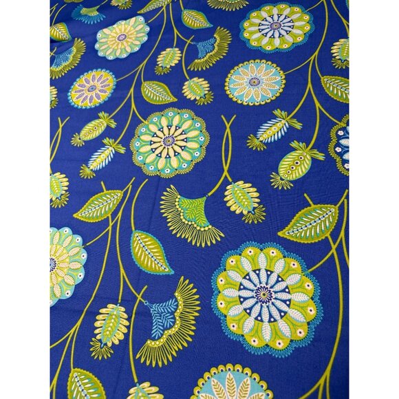 Michael Miller Gypsy Bandana Fabric 1/2 yard x 44" Floral Blue/Green Print for S - Picture 1 of 6